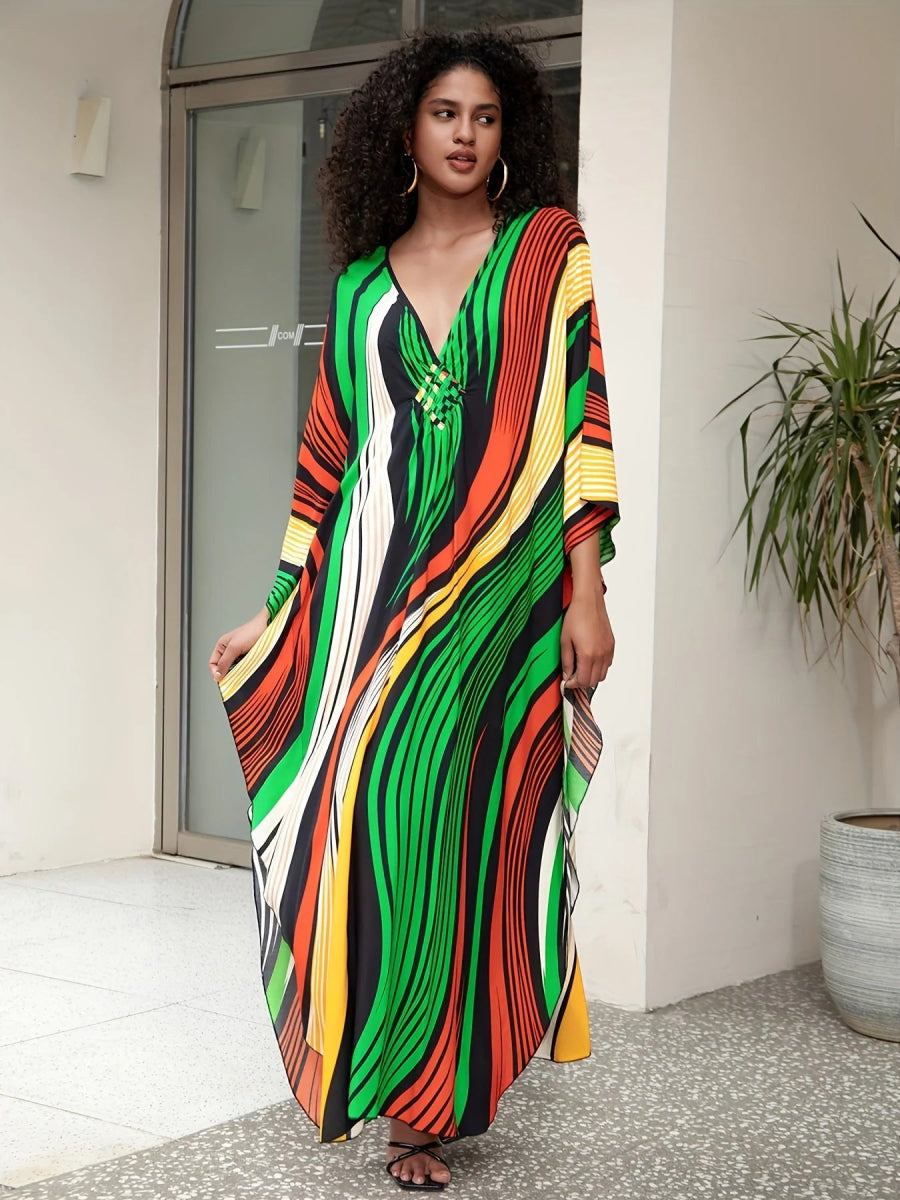 Women's Plus Size Bohemian Long Kaftan Dress, Lightweight Beach Cover - Up - Free Delivery Worldwide only at Flexi Africa