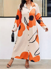 Buy Women's Plus Size Floral Print Button Front Shirt Dress - Long Sleeve, Woven Polyester for only $29.60 at Flexi Africa!