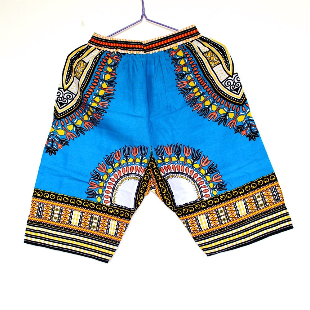 Colorful and Comfy: 100% Cotton African Dashiki Short Pants for Casual and Stylish Wear - Free Delivery Worldwide only